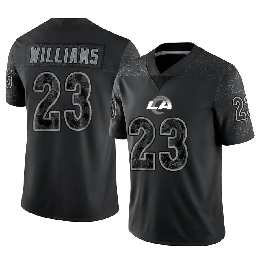 Kdoa LA.Rams #23 Kyren Williams Player Black RFLCTV Limited Stitched Jerseys