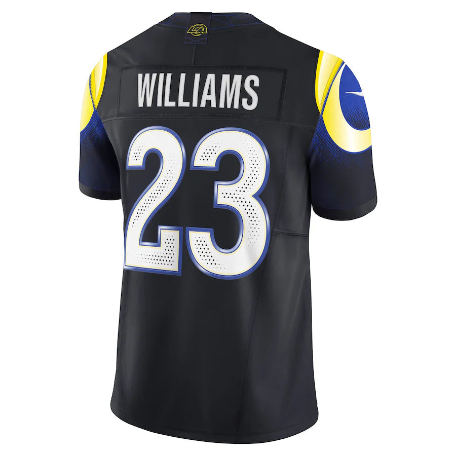 Kdoa LA.Rams #23 Kyren Williams Player Midnight Blue Rivalries Collection Vapor Limited Stitched Jerseys