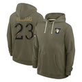 Kdoa LA.Rams #23 Kyren Williams Player Olive Salute to Service Pullover Hoodies Limited Stitched Jerseys