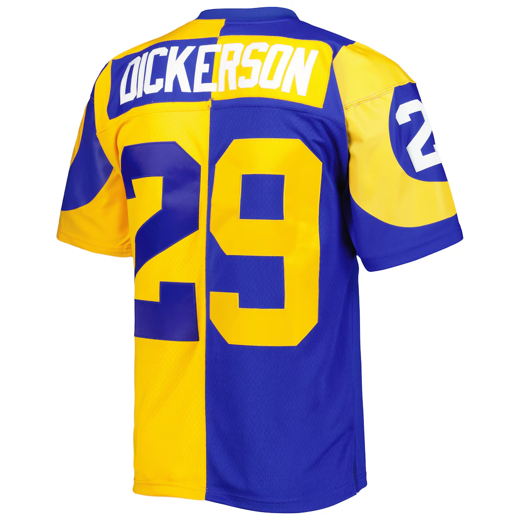Kdoa LA.Rams #29 Eric Dickerson Mitchell & Ness RoyalGold 1984 Split Legacy Replica Jersey