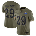 Kdoa LA.Rams #29 Eric Dickerson Player Salute To Service Olive Football Jerseys