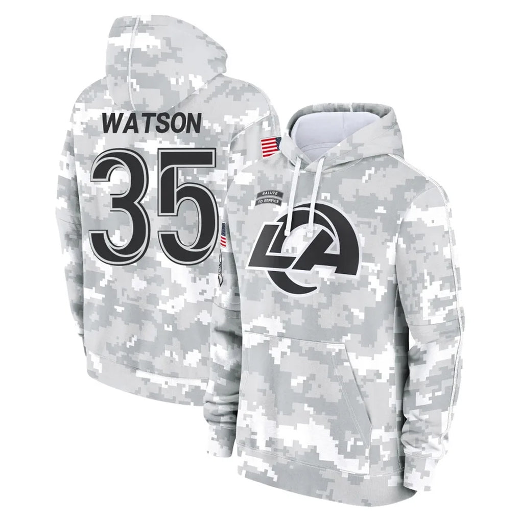 Kdoa LA.Rams #35 Jaylen Watson Player Arctic Camo Salute to Service Hoodies Limited Game Stitched Jerseys