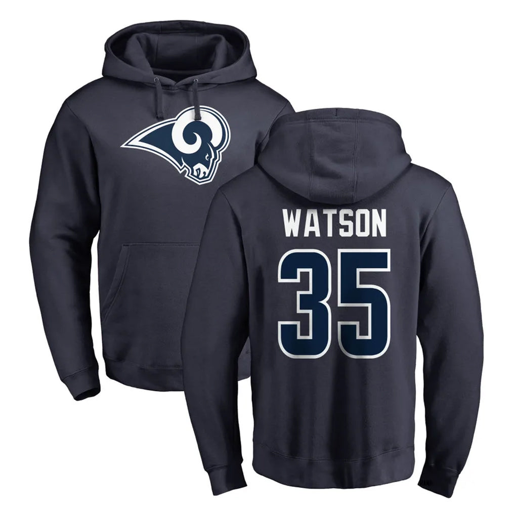 Kdoa LA.Rams #35 Jaylen Watson Player Navy Pullover Hoodie Limited Game Stitched Jerseys
