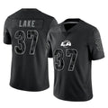 Kdoa LA.Rams #37 Quentin Lake Player Black Limited Reflective Home Game Stitched Jerseys
