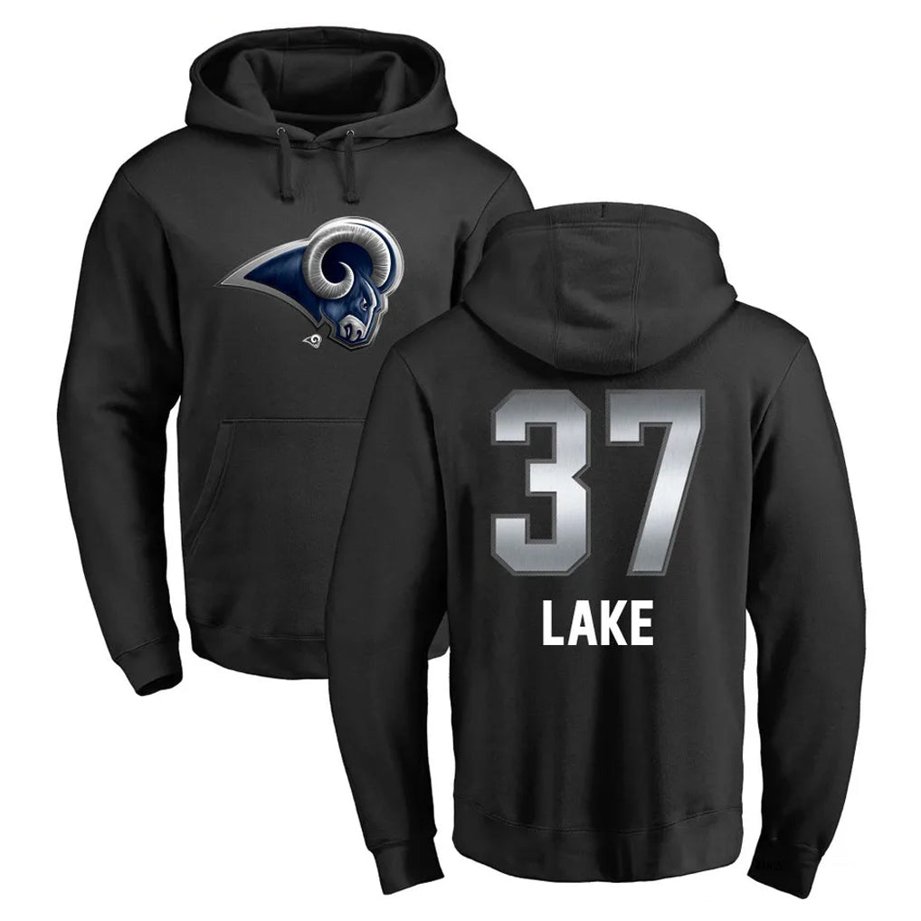 Kdoa LA.Rams #37 Quentin Lake Player Black Pullover Hoodie Limited Game Stitched Jerseys