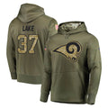 Kdoa LA.Rams #37 Quentin Lake Player Olive Salute to Service Pullover Hoodies Home Game Stitched Jerseys