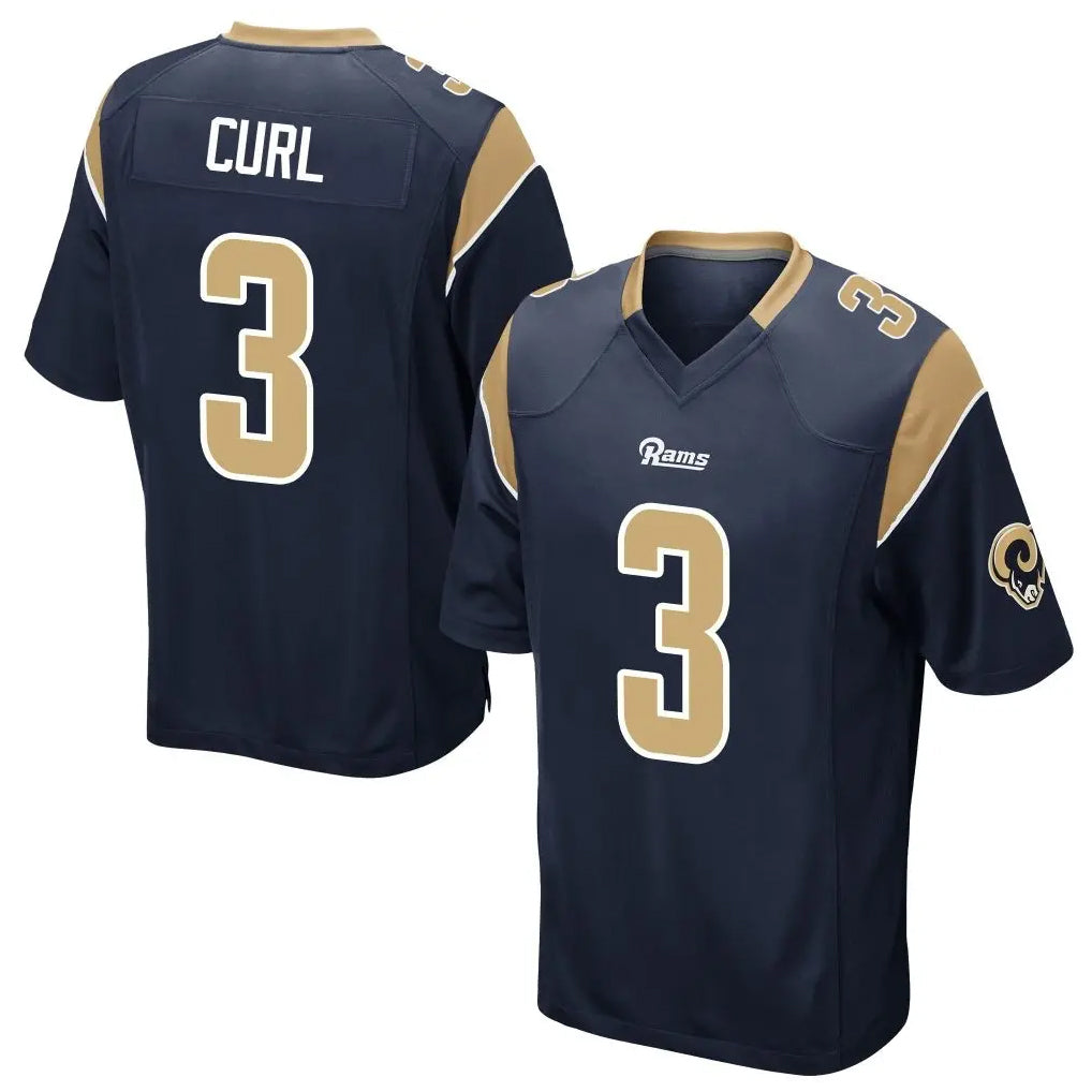 Kdoa LA.Rams #3 Kam Curl Player Navy Home Game Stitched Jerseys