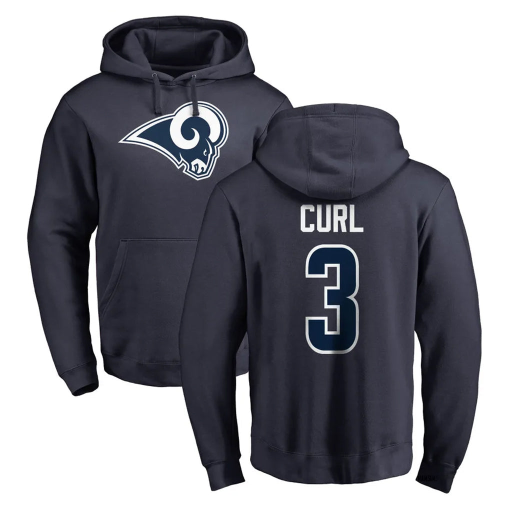 Kdoa LA.Rams #3 Kam Curl Player Navy Pullover Hoodie Limited Game Stitched Jerseys