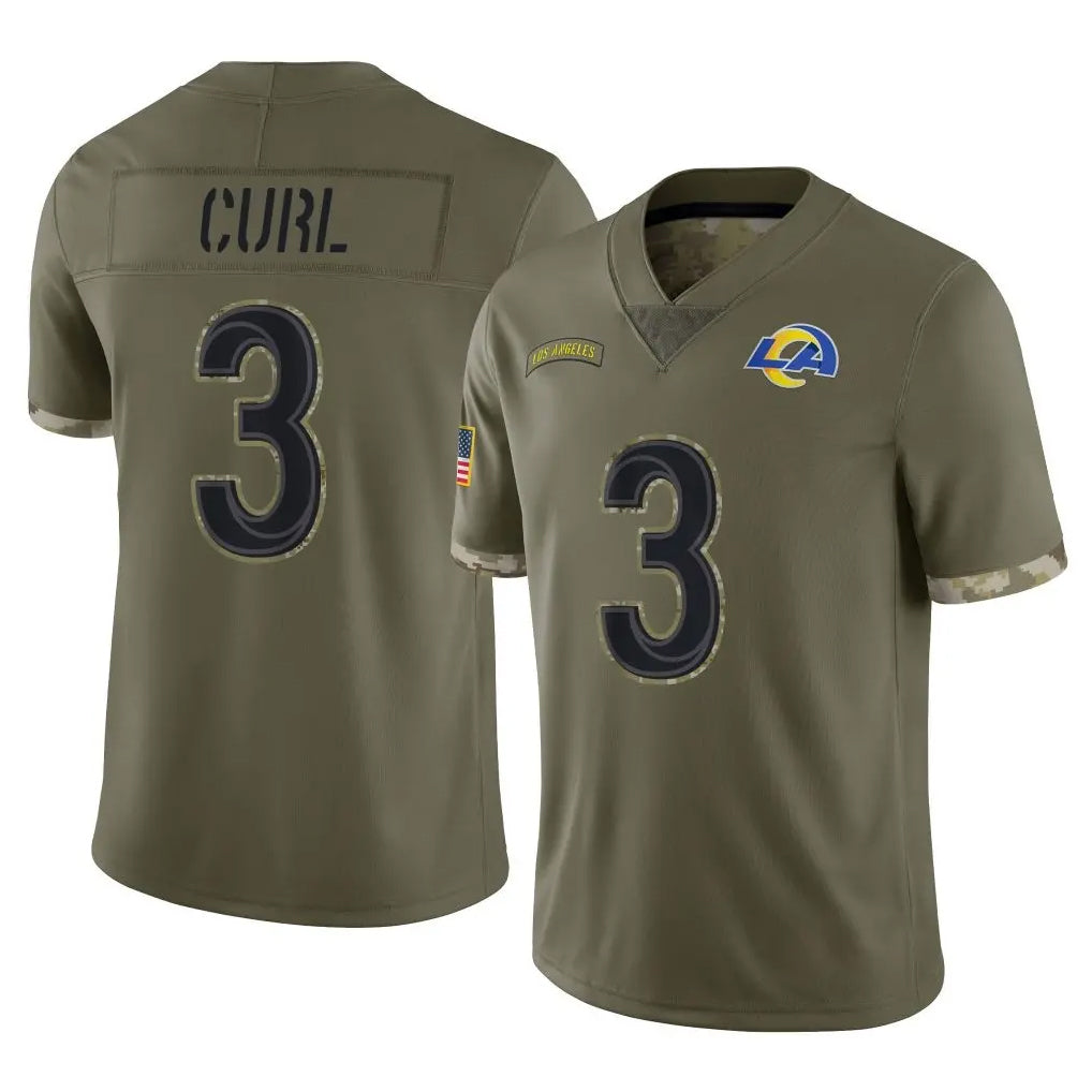 Kdoa LA.Rams #3 Kam Curl Player Olive Salute To Service Limited Stitched Jerseys