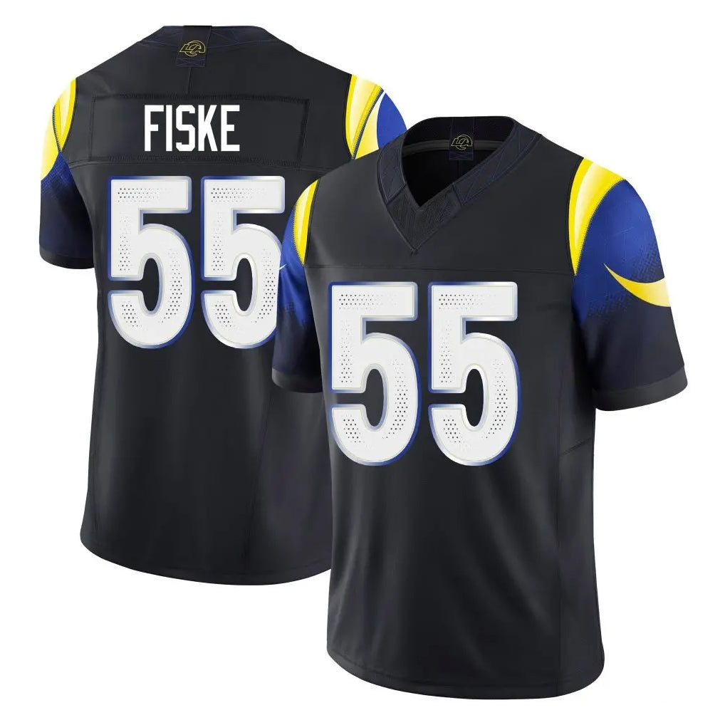 Kdoa LA.Rams #55 Braden Fiske Player Black Midnight Rivalries Collection Limited Home Game Stitched Jerseys