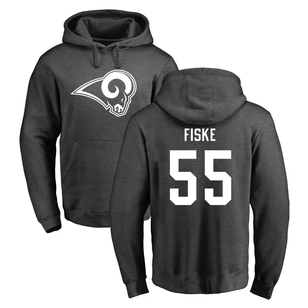 Kdoa LA.Rams #55 Braden Fiske Player Gray Pullover Hoodie Limited Game Stitched Jerseys