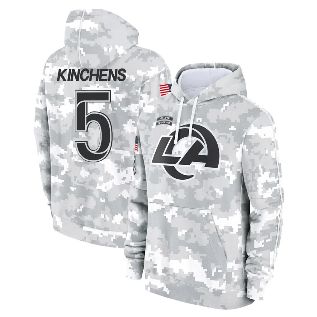 Kdoa LA.Rams #5 Kamren Kinchens Player Arctic Camo Salute to Service Hoodies Limited Game Stitched Jerseys