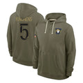 Kdoa LA.Rams #5 Kamren Kinchens Player Olive Salute to Service Pullover Hoodies Limited Stitched Jerseys