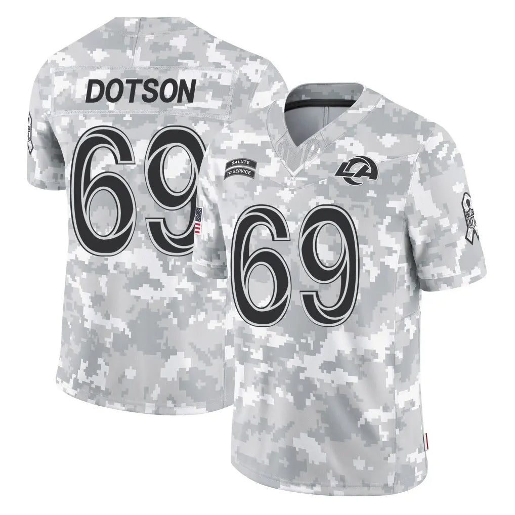 Kdoa LA.Rams #69 Kevin Dotson Player Arctic Camo Salute To Service Limited Game Stitched Jerseys