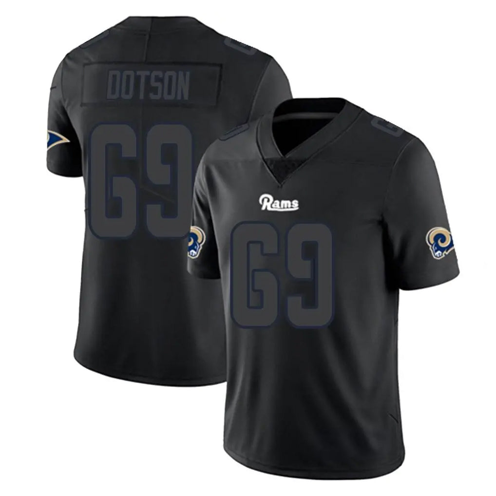 Kdoa LA.Rams #69 Kevin Dotson Player Black Impact Limited Home Game Stitched Jerseys