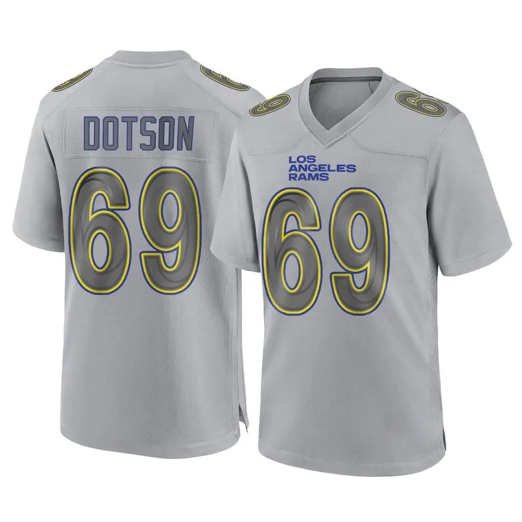Kdoa LA.Rams #69 Kevin Dotson Player Gray Atmosphere Fashion Home Game Stitched Jerseys
