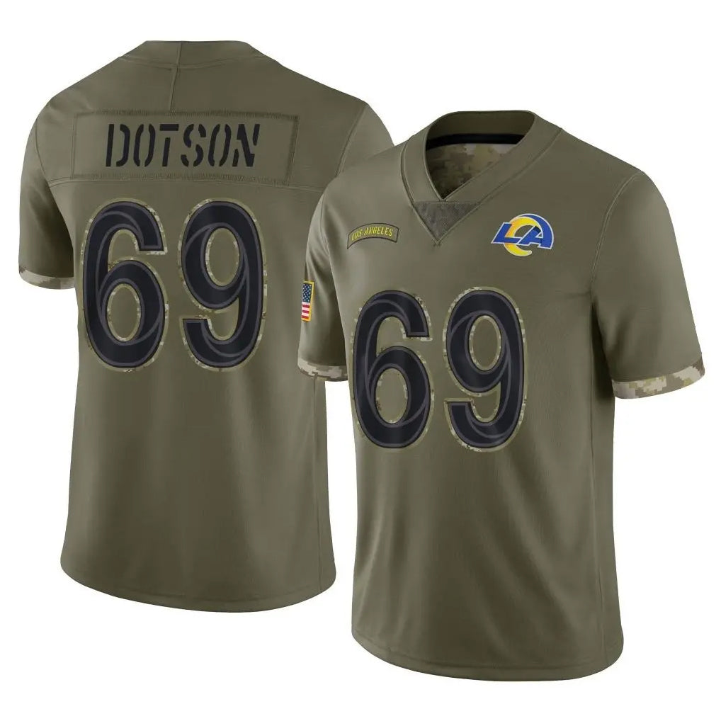 Kdoa LA.Rams #69 Kevin Dotson Player Olive Salute To Service Limited Stitched Jerseys