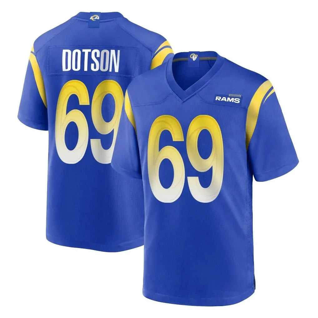 Kdoa LA.Rams #69 Kevin Dotson Player Royal Home Game Stitched Jerseys