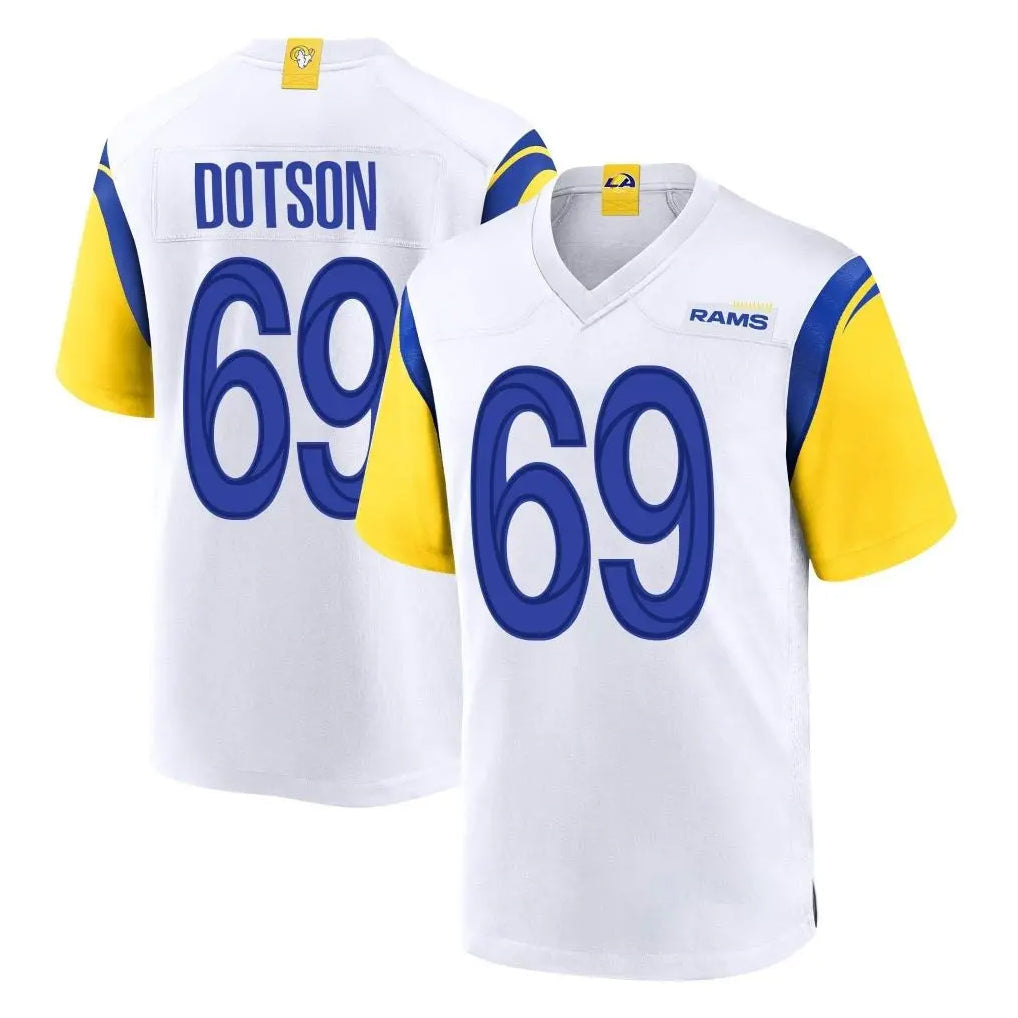 Kdoa LA.Rams #69 Kevin Dotson Player White Home Game Stitched Jerseys