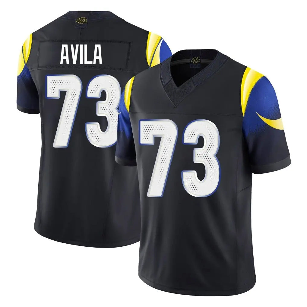 Kdoa LA.Rams #73 Steve Avila Player Black Midnight Rivalries Collection Limited Home Game Stitched Jerseys