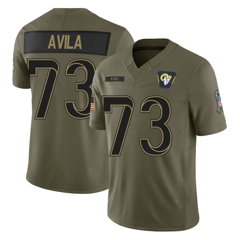 Kdoa LA.Rams #73 Steve Avila Player Olive 2025 Salute To Service Limited Game Stitched Jerseys