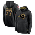 Kdoa LA.Rams #77 Alaric Jackson Player Black Salute to Service Hoodies Limited Game Stitched Jerseys
