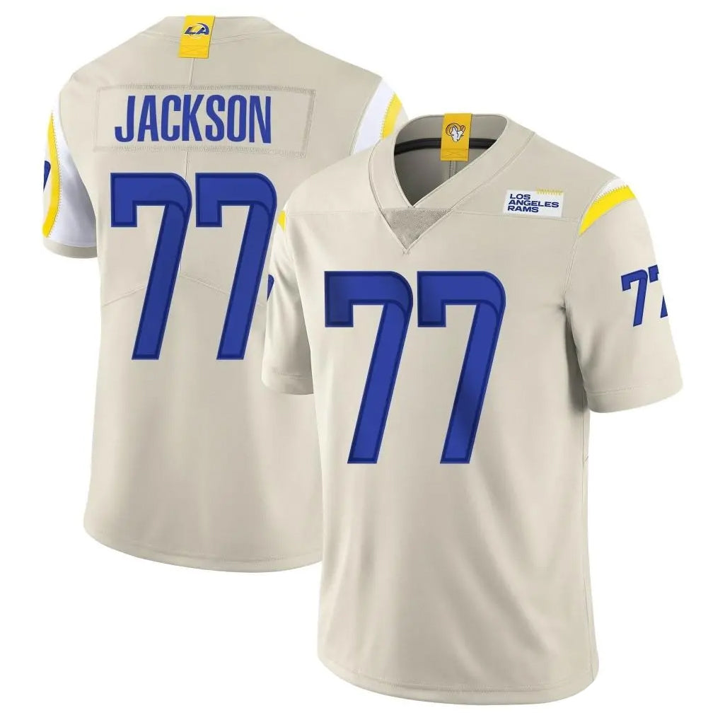 Kdoa LA.Rams #77 Alaric Jackson Player Bone Limited Vapor Home Game Stitched Jerseys