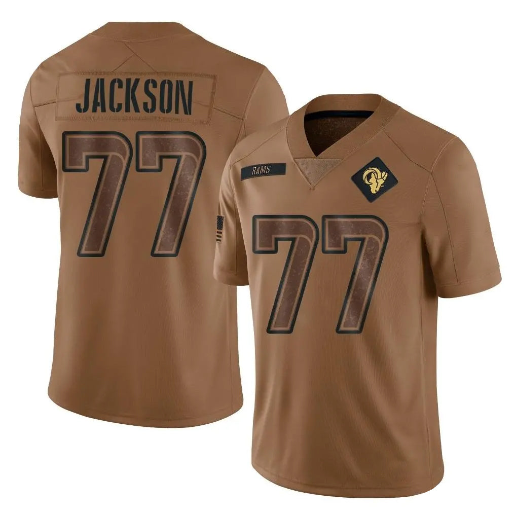 Kdoa LA.Rams #77 Alaric Jackson Player Brown Salute To Service Limited Stitched Jerseys