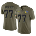 Kdoa LA.Rams #77 Alaric Jackson Player Olive Salute To Service Limited Stitched Jerseys