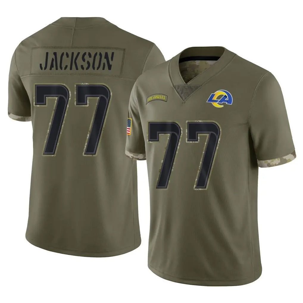 Kdoa LA.Rams #77 Alaric Jackson Player Olive Salute To Service Limited Stitched Jerseys