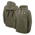Kdoa LA.Rams #77 Alaric Jackson Player Olive Salute to Service Pullover Hoodies Limited Stitched Jerseys