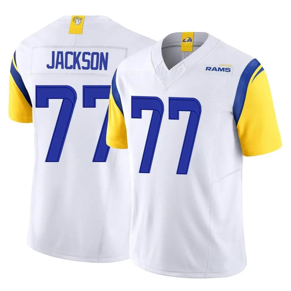 Kdoa LA.Rams #77 Alaric Jackson Player White Limited Vapor F.U.S.E. Home Game Stitched Jerseys