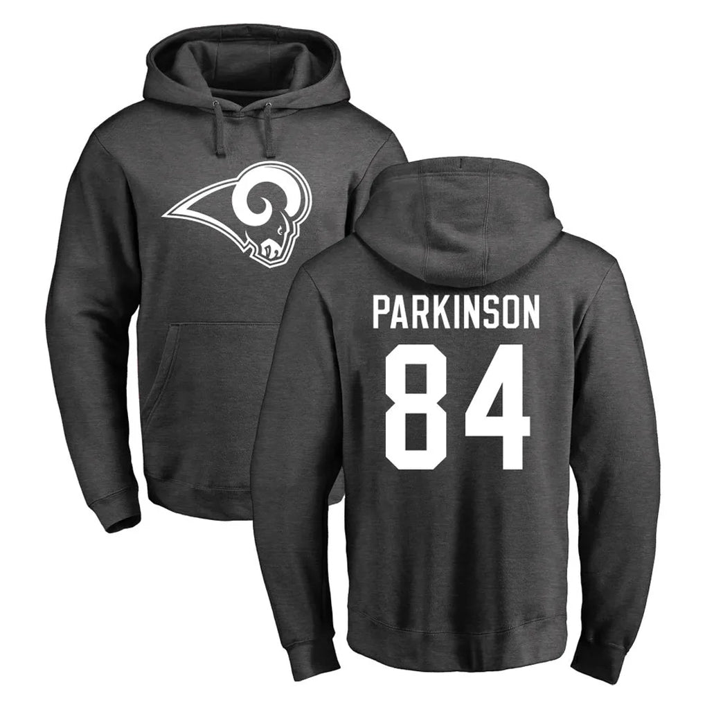 Kdoa LA.Rams #84 Colby Parkinson Player Gray Pullover Hoodie Limited Game Stitched Jerseys