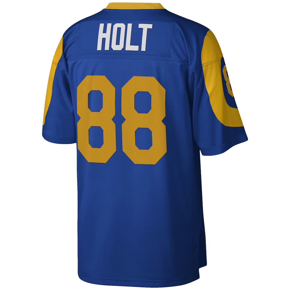 Kdoa LA.Rams #88 Torry Holt Mitchell & Ness Royal Legacy Replica Stitched Puhic Jersey