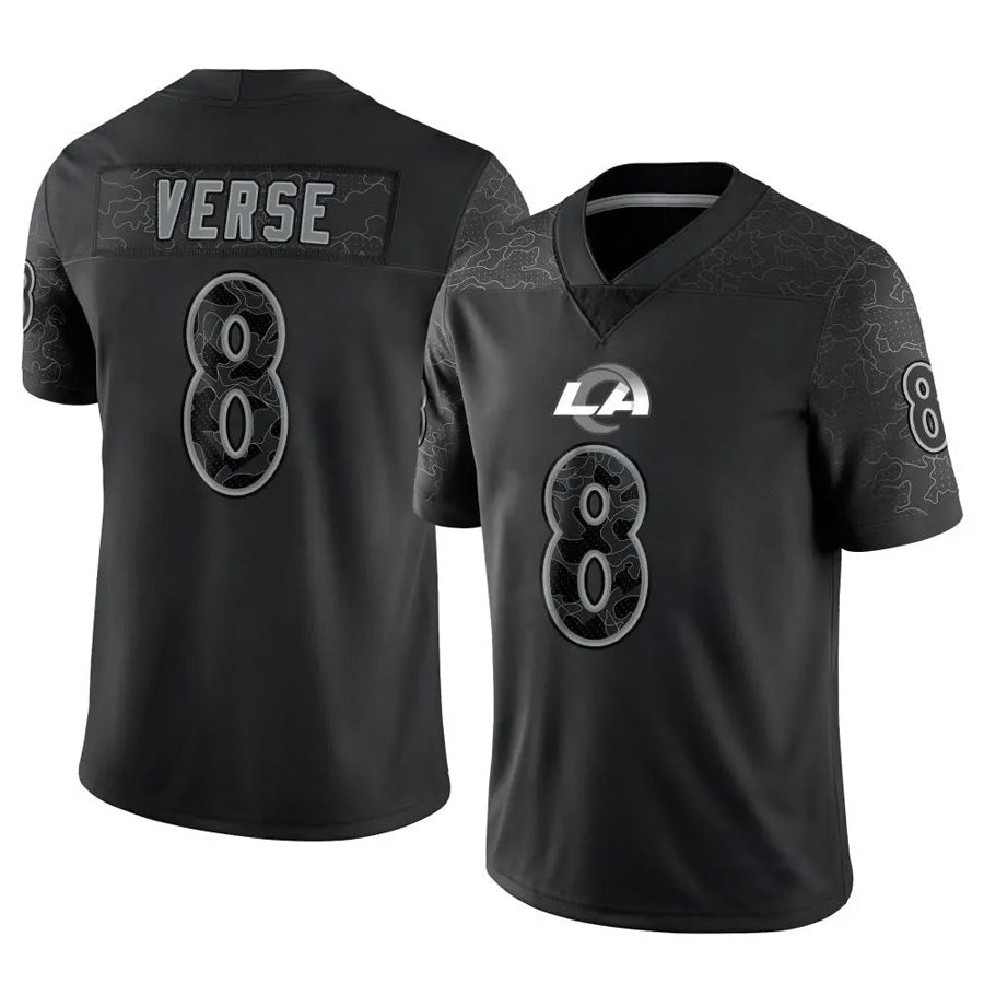 Kdoa LA.Rams #8 Jared Verse Player Black RFLCTV Limited Stitched Jerseys