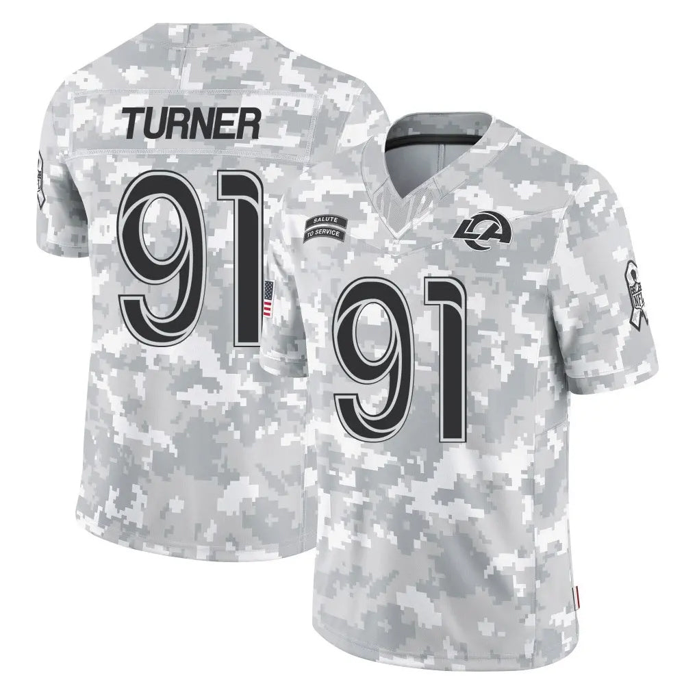 Kdoa LA.Rams #91 Kobie Turner Player Arctic Camo Salute To Service Limited Game Stitched Jerseys