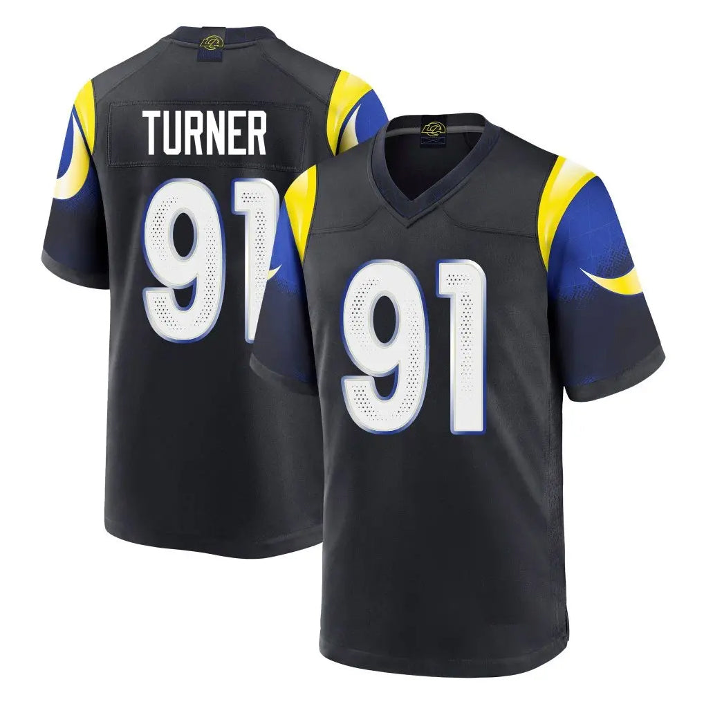 Kdoa LA.Rams #91 Kobie Turner Player Black Midnight Rivalries Collection Home Game Stitched Jerseys
