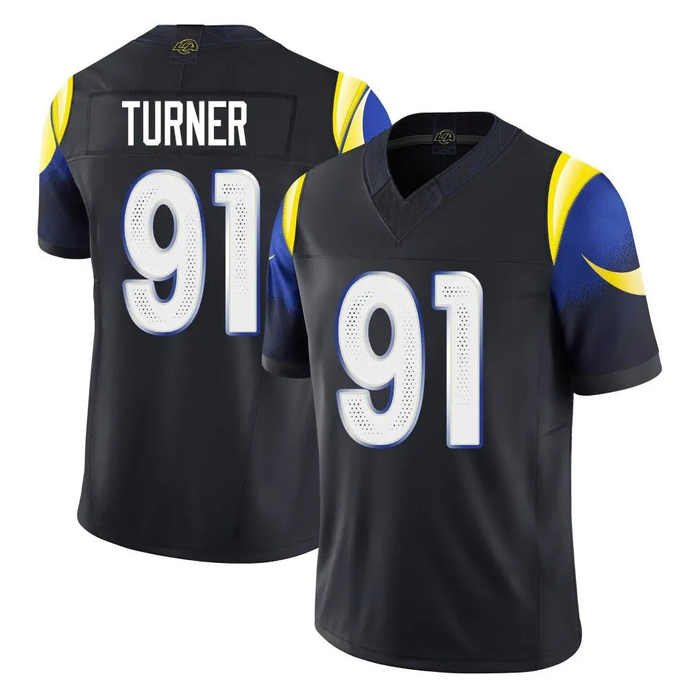 Kdoa LA.Rams #91 Kobie Turner Player Black Midnight Rivalries Collection Limited Home Game Stitched Jerseys