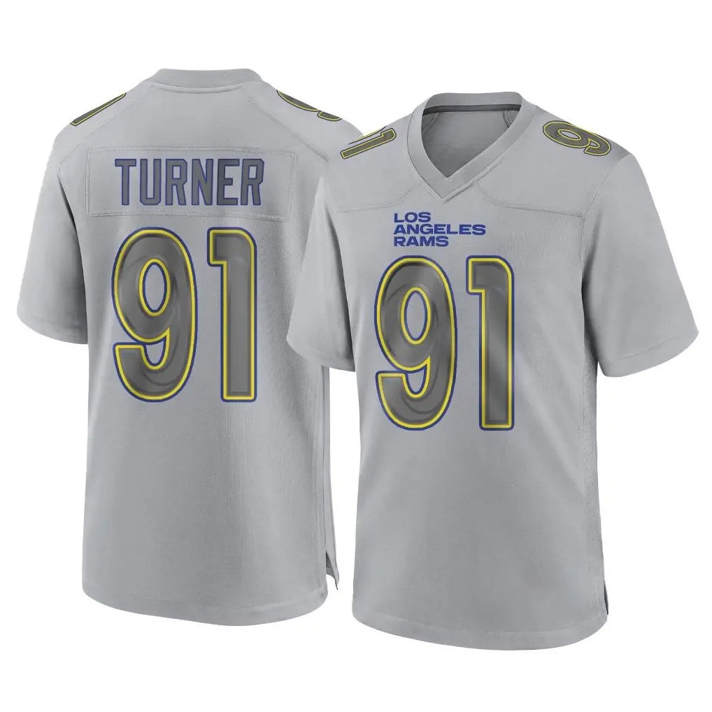 Kdoa LA.Rams #91 Kobie Turner Player Gray Atmosphere Fashion Home Game Stitched Jerseys