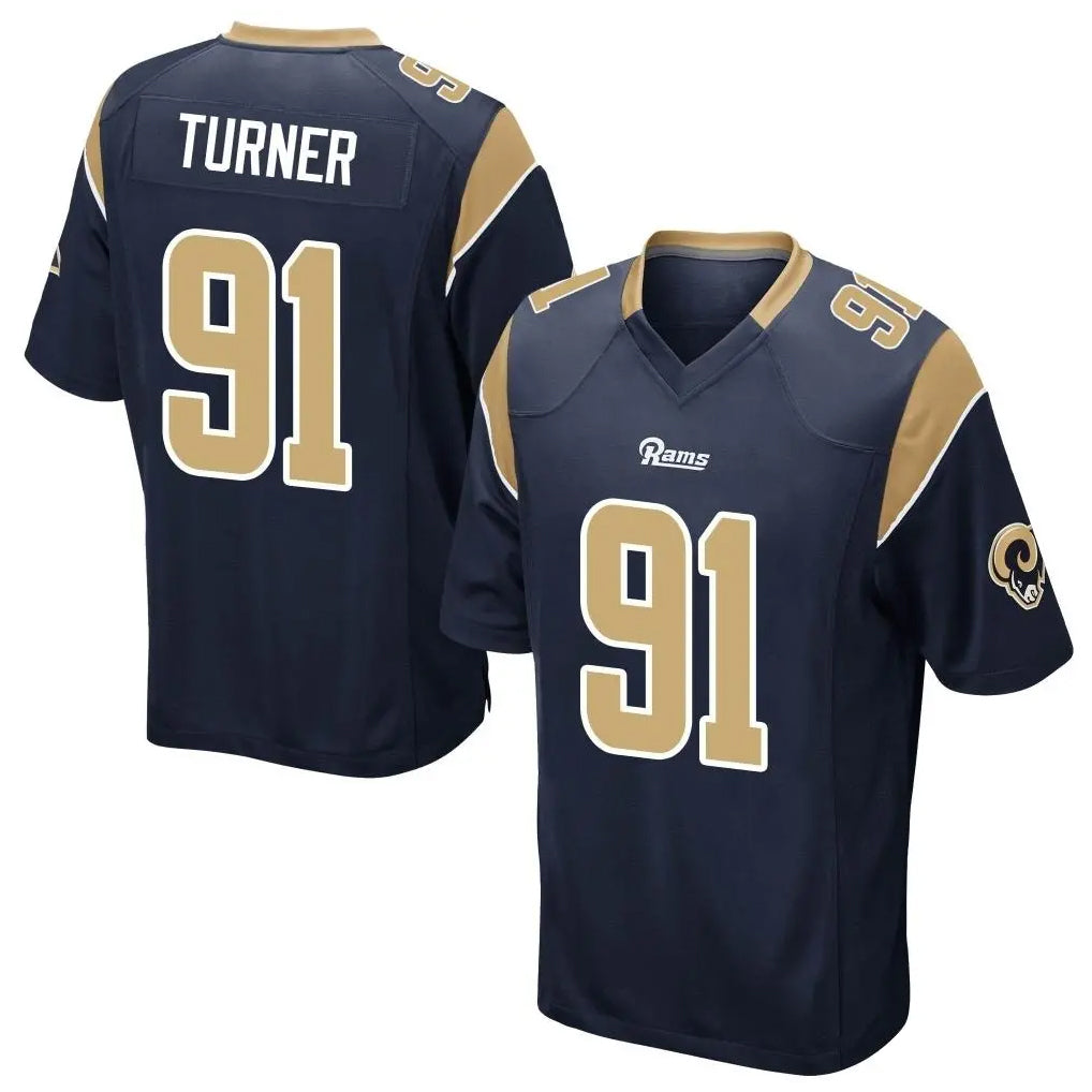 Kdoa LA.Rams #91 Kobie Turner Player Navy Home Game Stitched Jerseys