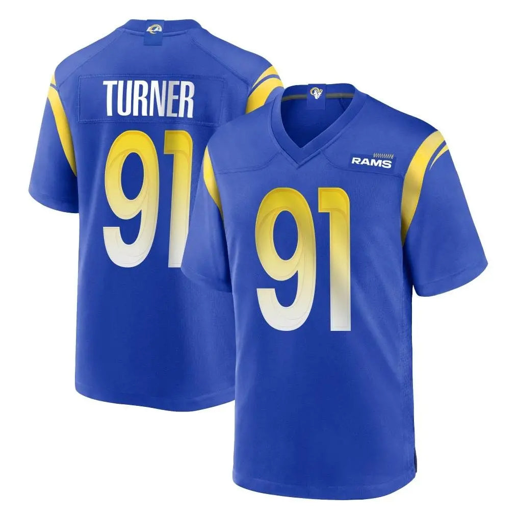 Kdoa LA.Rams #91 Kobie Turner Player Royal Home Game Stitched Jerseys