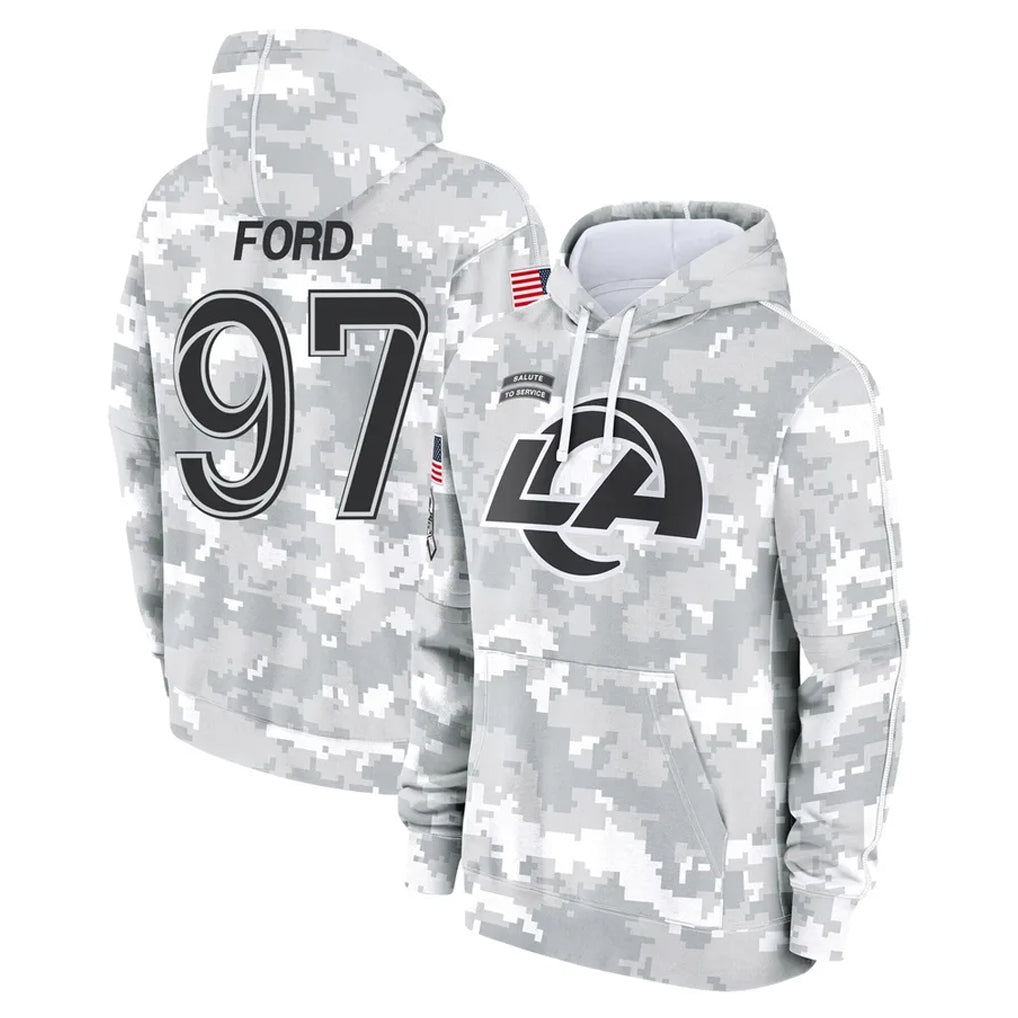 Kdoa LA.Rams #97 Poona Ford Player Arctic Camo Salute to Service Hoodies Limited Game Stitched Jerseys