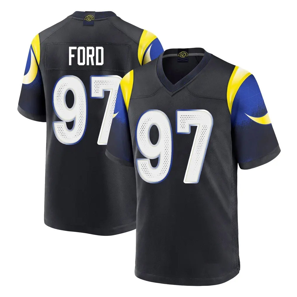 Kdoa LA.Rams #97 Poona Ford Player Black Midnight Rivalries Collection Home Game Stitched Jerseys