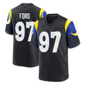Kdoa LA.Rams #97 Poona Ford Player Black Midnight Rivalries Collection Home Game Stitched Jerseys