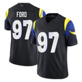 Kdoa LA.Rams #97 Poona Ford Player Black Midnight Rivalries Collection Limited Home Game Stitched Jerseys