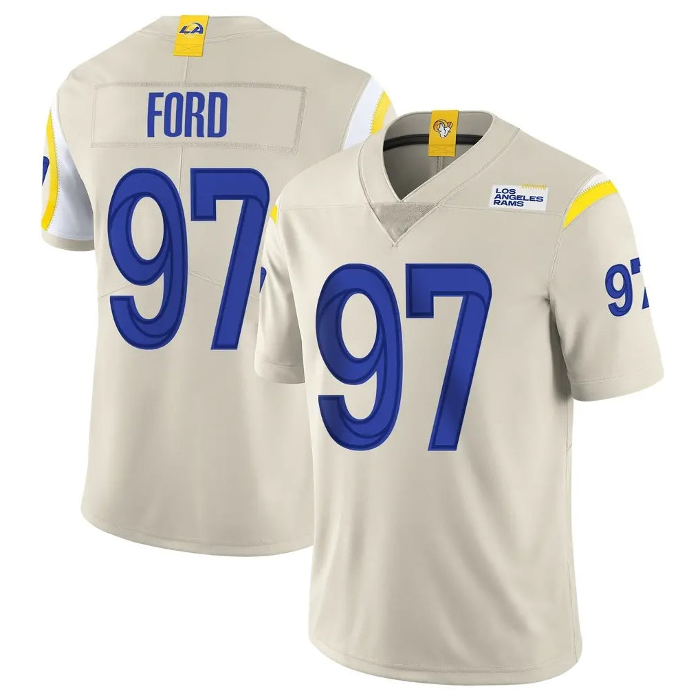 Kdoa LA.Rams #97 Poona Ford Player Bone Limited Vapor Home Game Stitched Jerseys