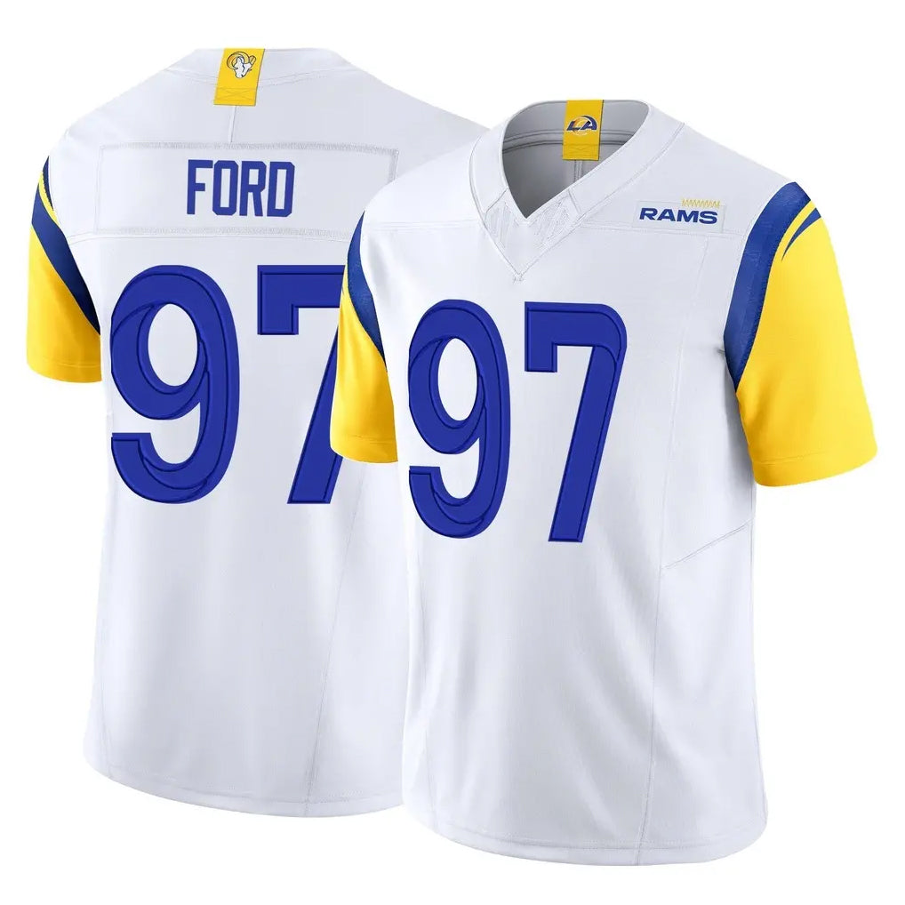 Kdoa LA.Rams #97 Poona Ford Player White Limited Vapor F.U.S.E. Home Game Stitched Jerseys
