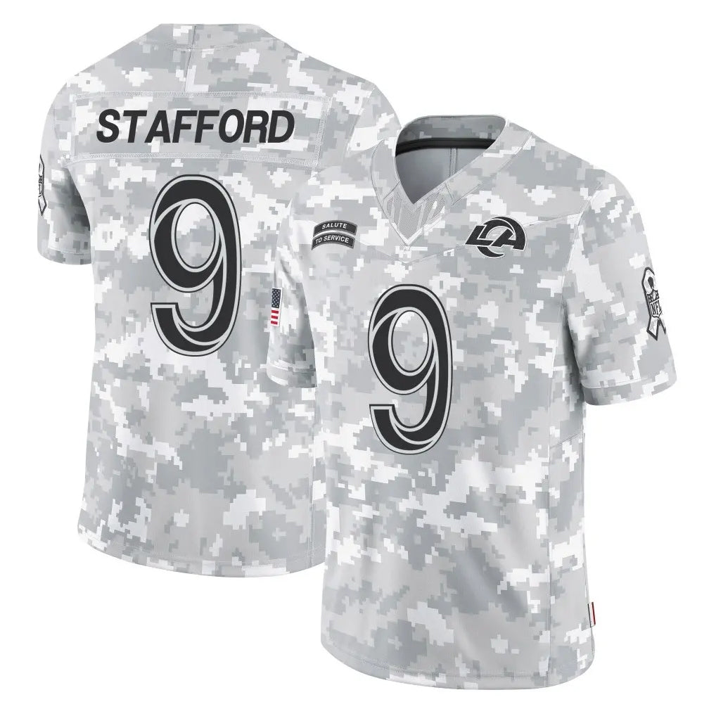 Kdoa LA.Rams #9 Matthew Stafford Player Arctic Camo Salute To Service Limited Game Stitched Jerseys