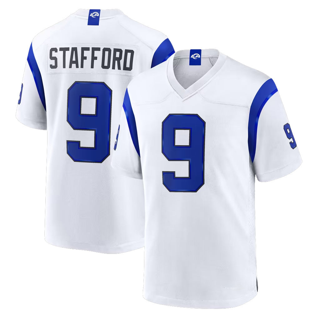 Kdoa LA.Rams #9 Matthew Stafford Player Fearsome White Home Game Stitched Jerseys