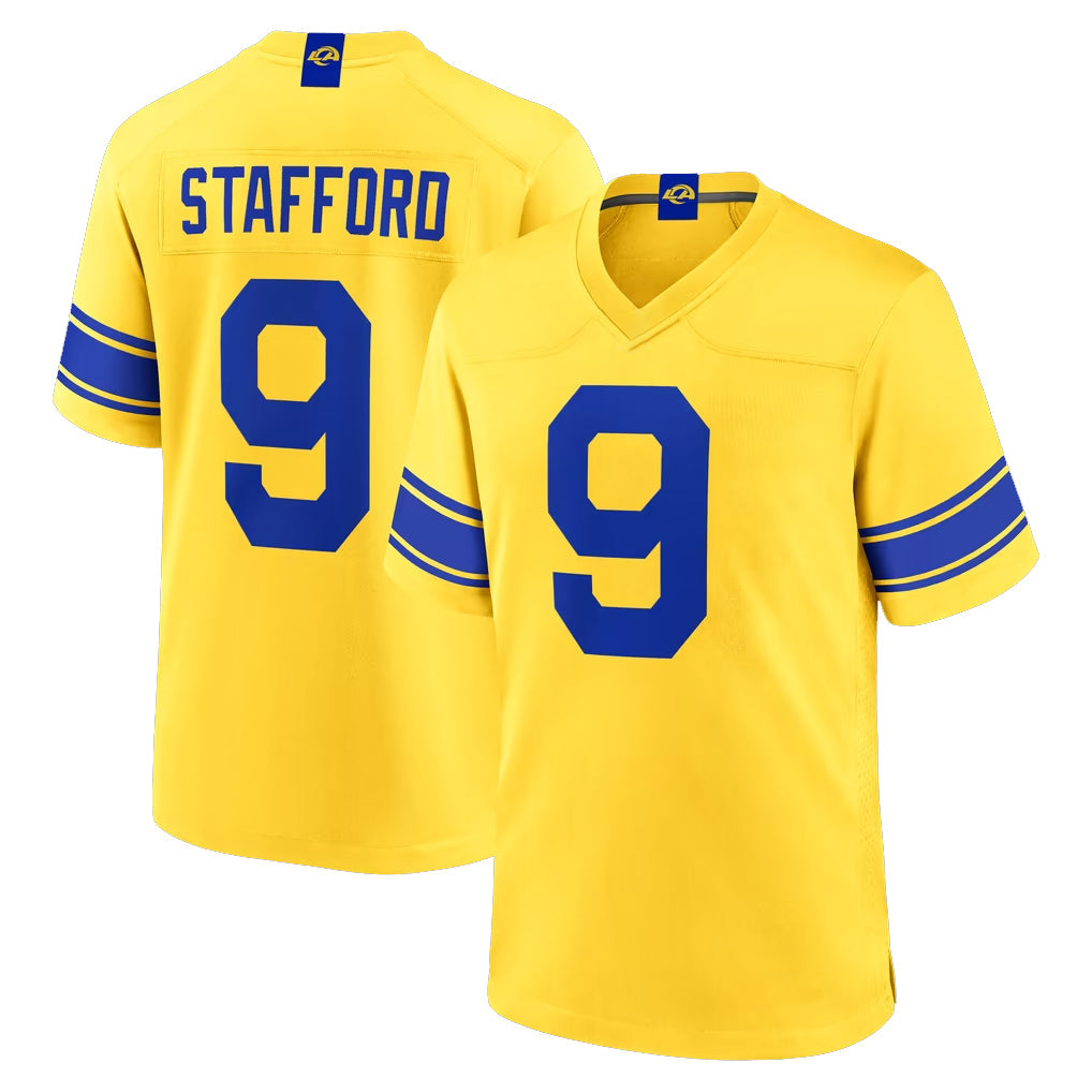 Kdoa LA.Rams #9 Matthew Stafford Player Gold Classic Sol Home Game Stitched Jerseys